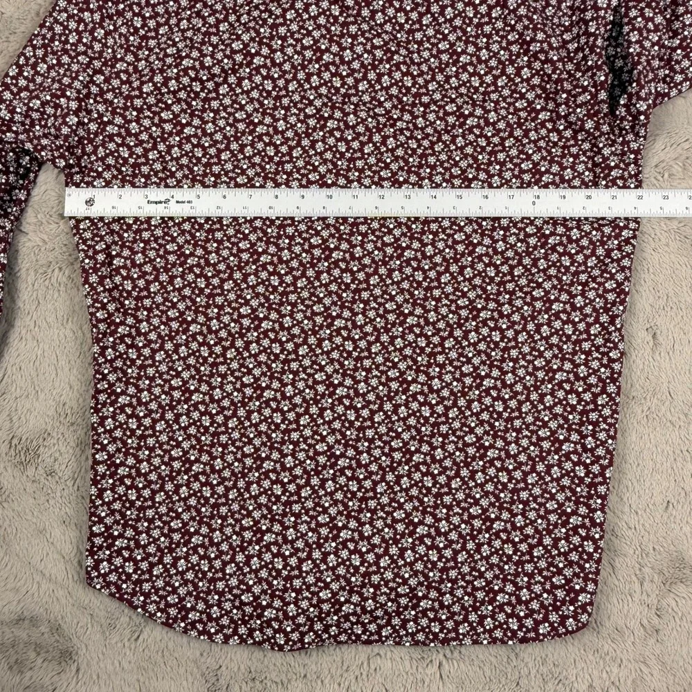 J. Crew Flex Washed Floral Button Down‎ Shirt Long Sleeve Casual Maroon Size 42